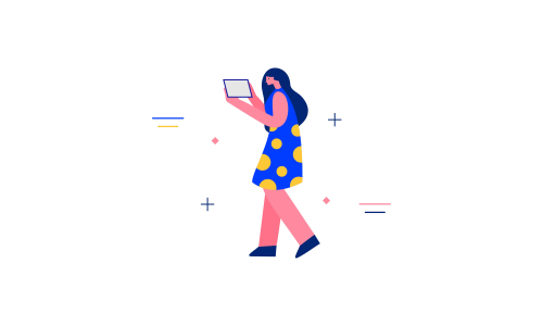 People character surrounded with gadgets flat design concept illustration