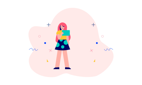 People character surrounded with gadgets flat design concept illustration