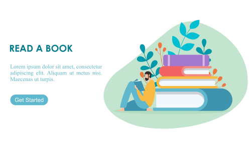 Male enjoying their hobbies read a book vector flat design illustration