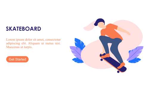 Male enjoying their hobbies skateboard vector flat design illustration