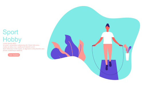 Girl enjoying their hobbies sport vector flat design illustration