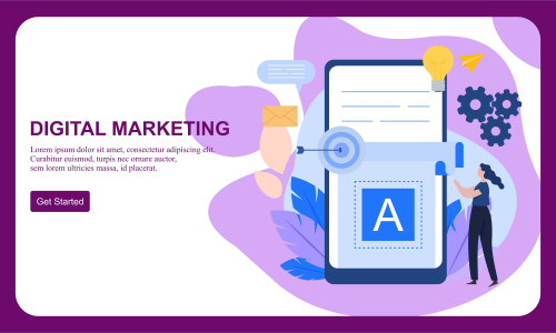Flat design digital marketing SMM, influencer online advertising vector illustration