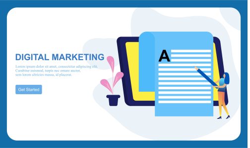 Flat design digital marketing SMM, influencer online advertising vector illustration