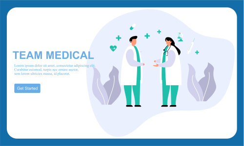 Flat design medical team doctor and group of business people illustration 