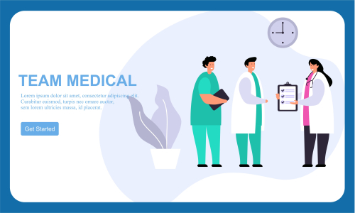 Flat design medical team doctor and group of business people illustration 