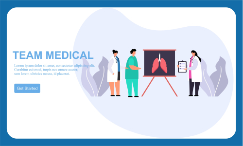 Flat design medical team doctor and group of business people illustration 