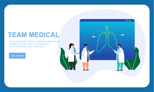 Flat design medical team doctor and group of business people illustration 