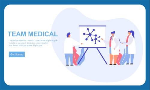 Flat design medical team doctor and group of business people illustration 