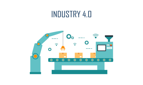 Industry 4.0 illustration revolution flat design vector logo