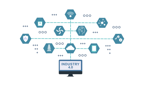 Industry 4.0 illustration revolution flat design vector logo