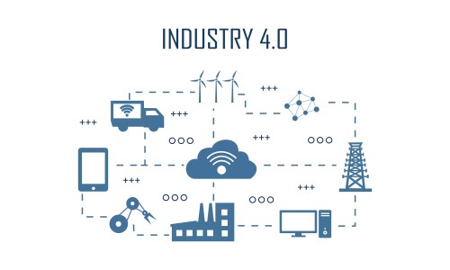Industry 4.0 illustration revolution flat design vector logo