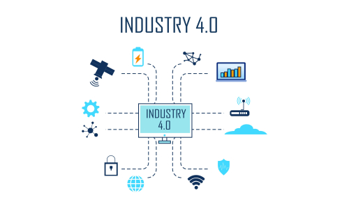 Industry 4.0 illustration revolution flat design vector logo