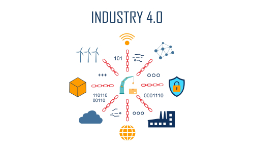 Industry 4.0 illustration revolution flat design vector logo