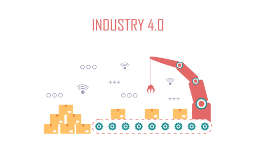 Industry 4.0 illustration revolution flat design vector logo