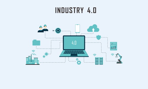 Industry 4.0 illustration revolution flat design vector logo