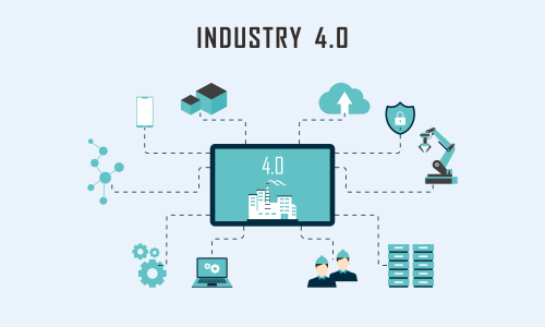 Industry 4.0 illustration revolution flat design vector logo