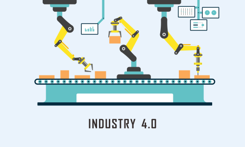 Industry 4.0 illustration revolution flat design vector logo
