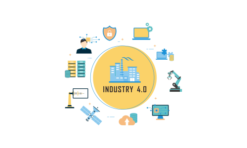 Industry 4.0 illustration revolution flat design vector logo