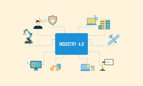 Industry 4.0 illustration revolution flat design vector logo