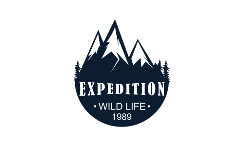 Wild adventure mountain logo design vector illustration