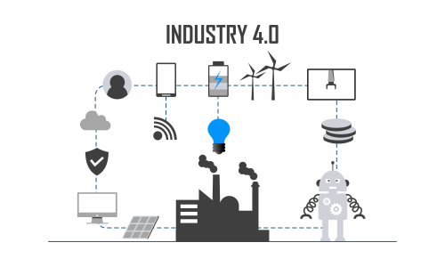 Industry 4.0 illustration revolution flat design vector logo