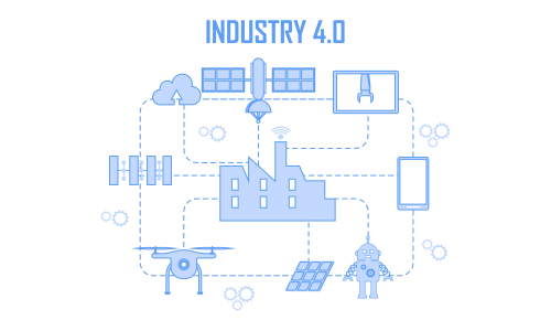 Industry 4.0 illustration revolution flat design vector logo