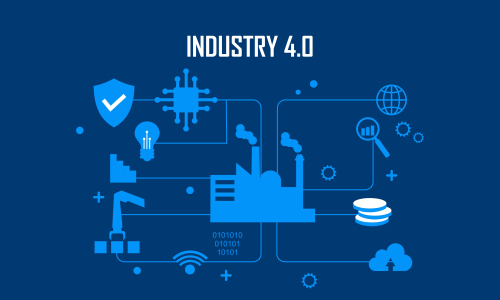 Industry 4.0 illustration revolution flat design vector logo