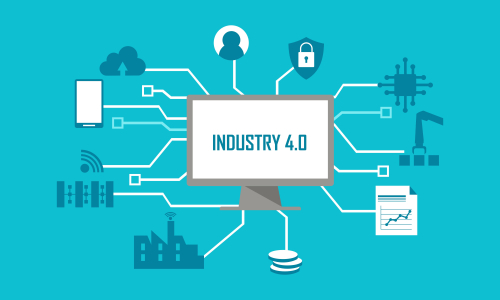 Industry 4.0 illustration revolution flat design vector logo