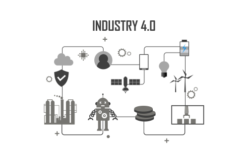 Industry 4.0 illustration revolution flat design vector logo