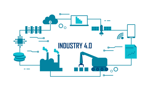 Industry 4.0 illustration revolution flat design vector logo
