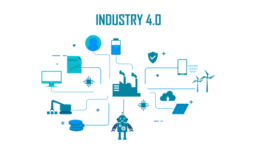 Industry 4.0 illustration revolution flat design vector logo