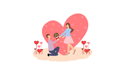 Couple in love romantic valentine's day date illustration