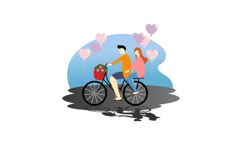 Couple in love romantic valentine's day date illustration