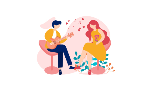 Couple in love romantic valentine's day date illustration