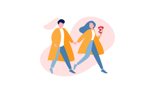 Couple in love romantic valentine's day date illustration