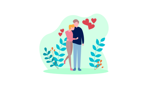 Couple in love romantic valentine's day date illustration