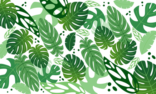 Pattern with tropical flowers and leaves background illustration