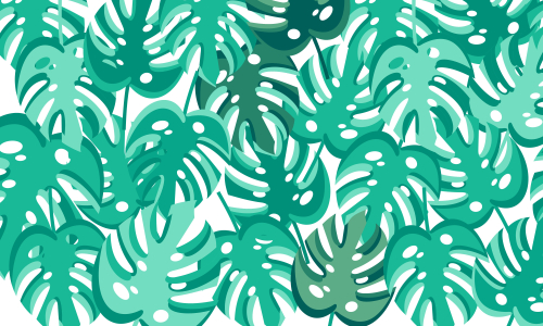 Pattern with tropical flowers and leaves background illustration