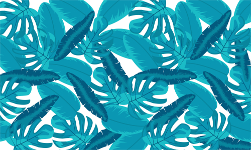 Pattern with tropical flowers and leaves background illustration