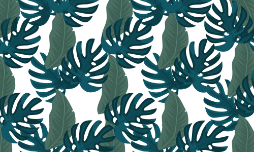 Pattern with tropical flowers and leaves background illustration