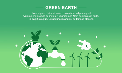 Flat design plants ecology green world isometric concept composition illustration 