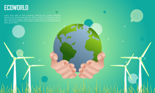 Flat design plants ecology green world isometric concept composition illustration 