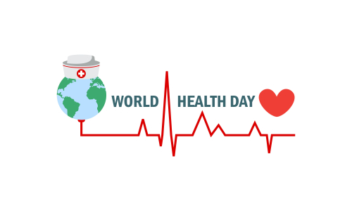 Happy world health day flat design illustration