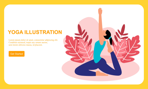 Flat design women's meditation pose yoga illustration vector
