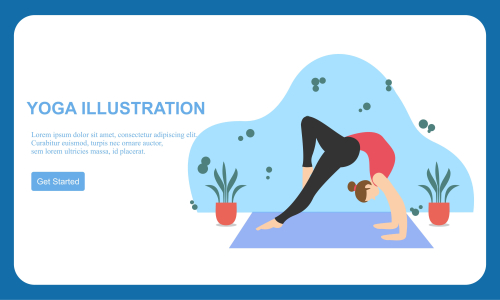Flat design women's meditation pose yoga illustration vector
