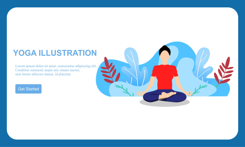 Flat design women's meditation pose yoga illustration vector
