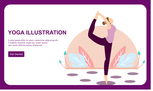 Flat design women's meditation pose yoga illustration vector