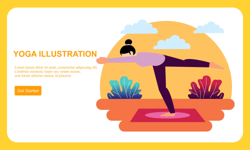 Flat design women's meditation pose yoga illustration vector