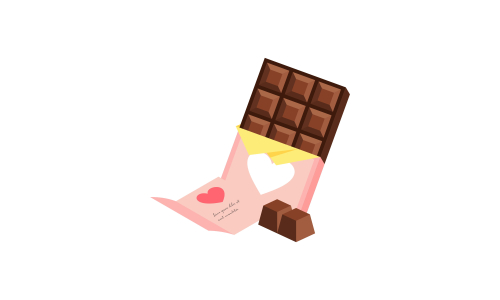 Valentine chocolate gift pack. Sweet romantic gift for valentine day
