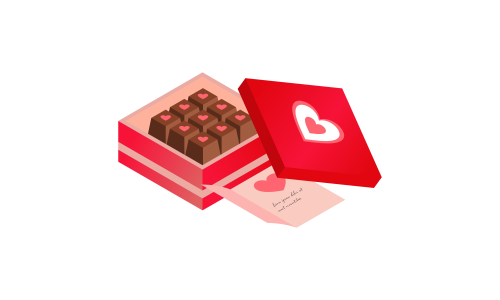 Valentine chocolate gift pack. Sweet romantic gift for valentine day